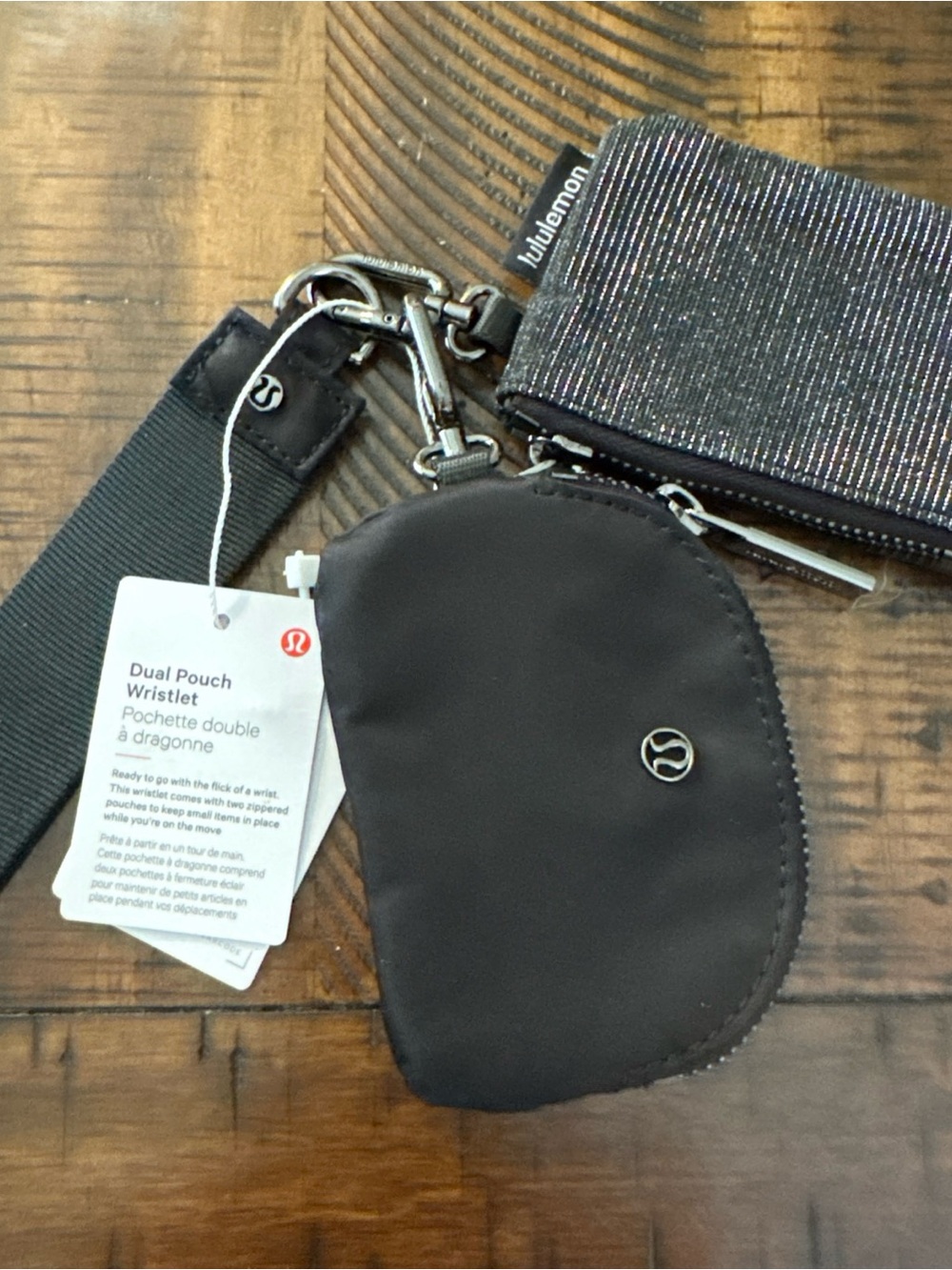 Lululemon Dual Pouch Wristlet Glitter Black LW9FRWS NWT !!SOLD OUT ONLINE!!